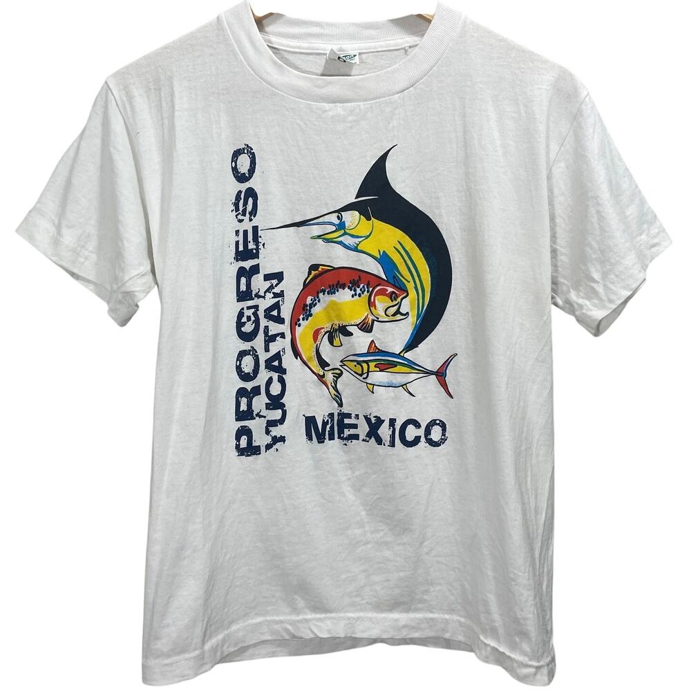 Vintage 1990s Progreso Yucatan Mexico Tourist T-Shirt Swordfish Graphic XS/S